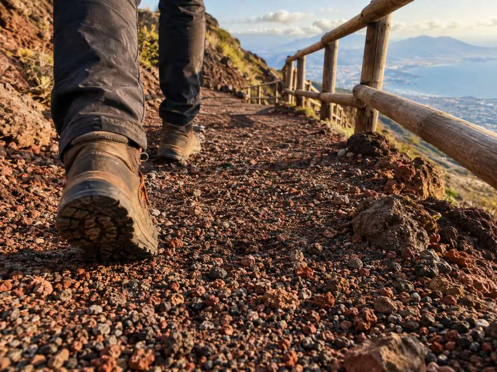 Il cono del Vesuvio visto dal golfo di Napoli